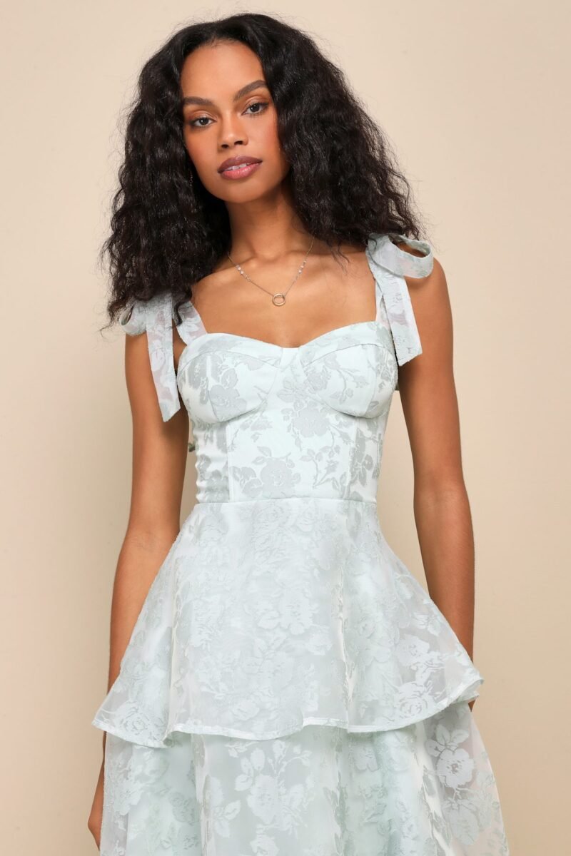Glamorous Sweetie Sage Burnout Tie Strap Bustier Midi Dress