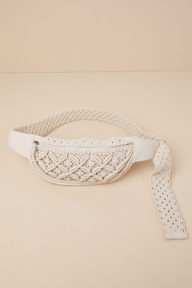 Adventurous Spirit Ivory Macrame Belt Bag