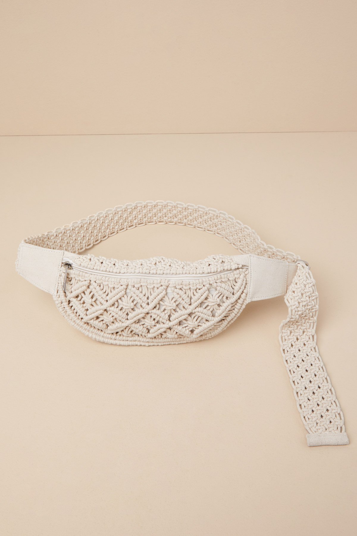 Adventurous Spirit Ivory Macrame Belt Bag