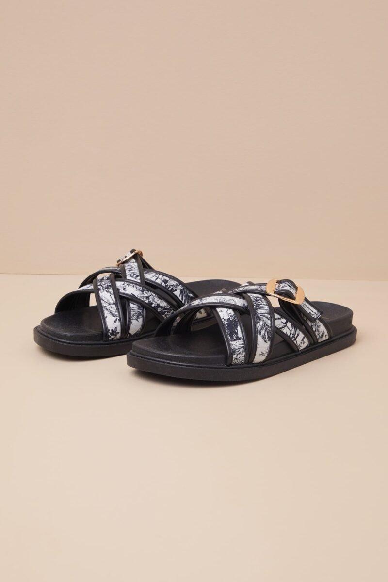 Killian Multi Tropical Print Slide Sandals