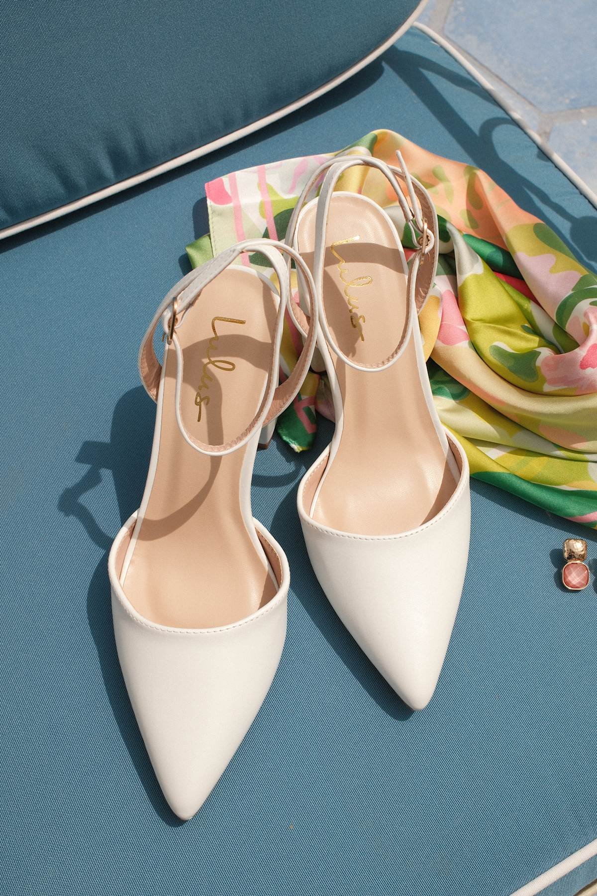 Embley White Pointed-Toe Ankle Strap Pumps - Image 2