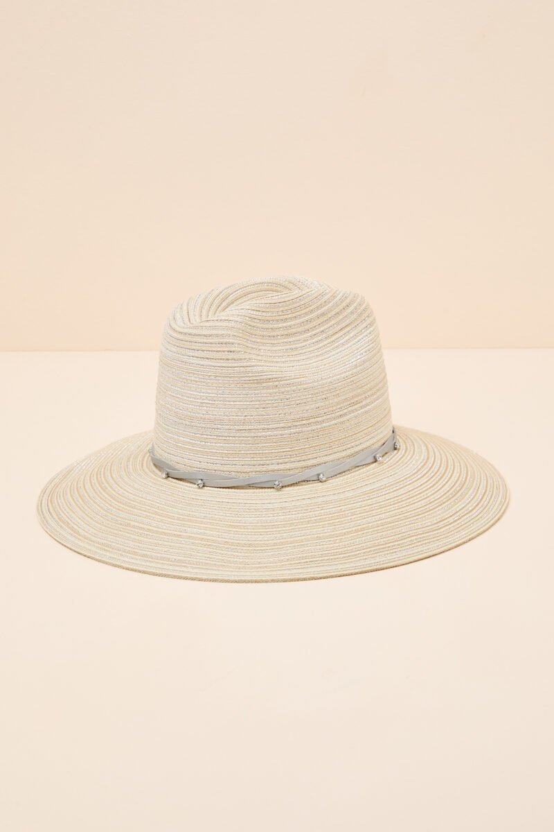 Dottie Ivory Woven Lurex Rhinestone Sun Hat