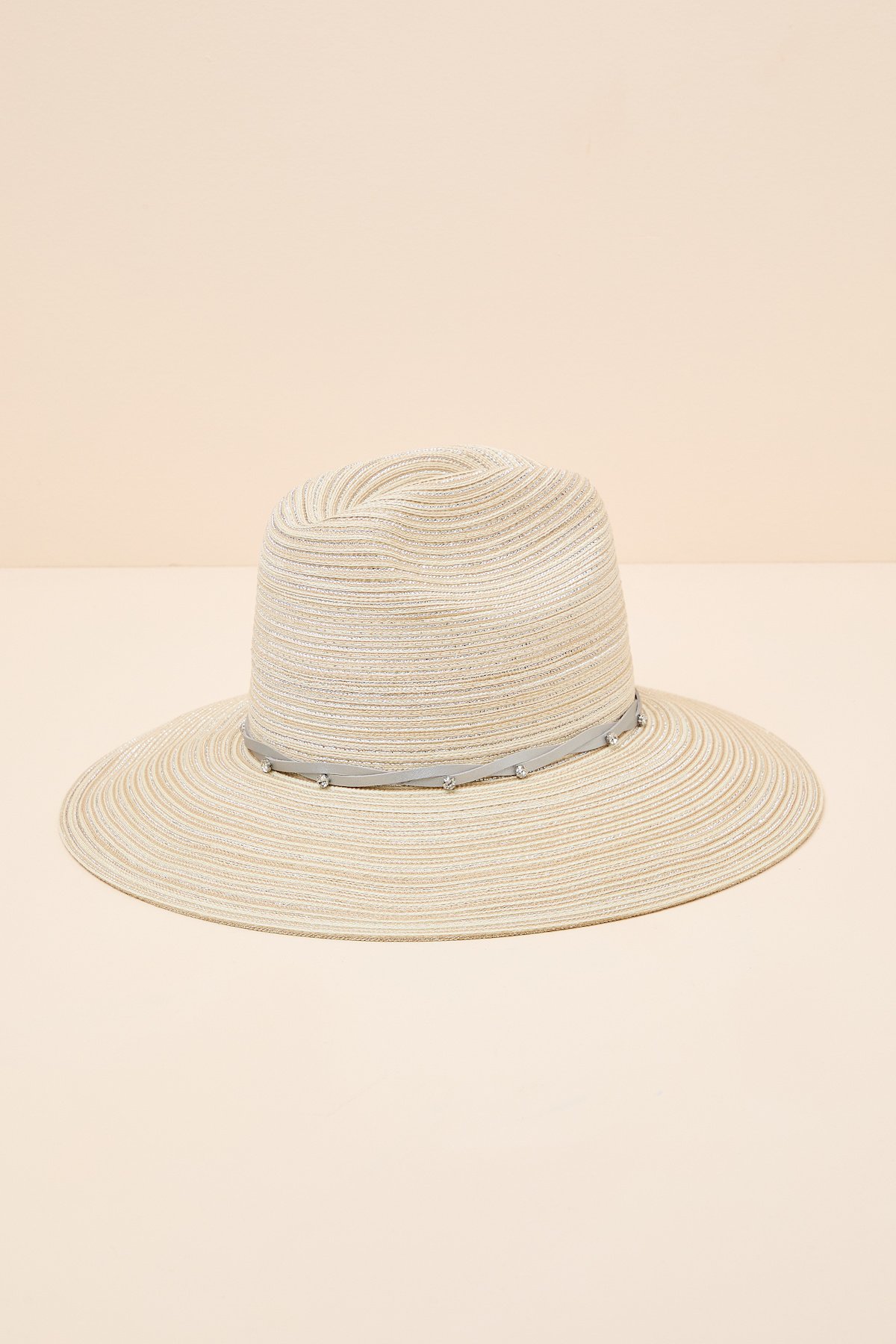 Dottie Ivory Woven Lurex Rhinestone Sun Hat