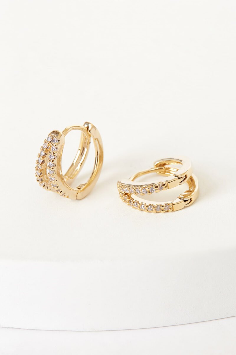 Our Little Secret Gold Rhinestone Mini Hoop Earrings